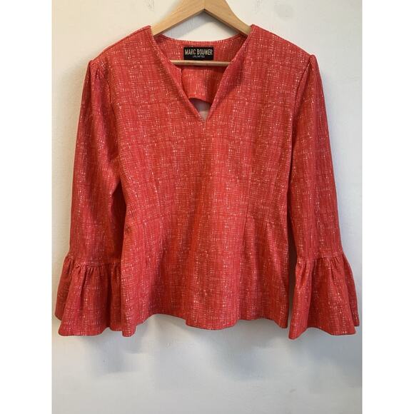 Marc Bouwer Unlimited Women’s Blouse Mesh Bell Sleeve Top Red Size Large - Picture 1 of 9
